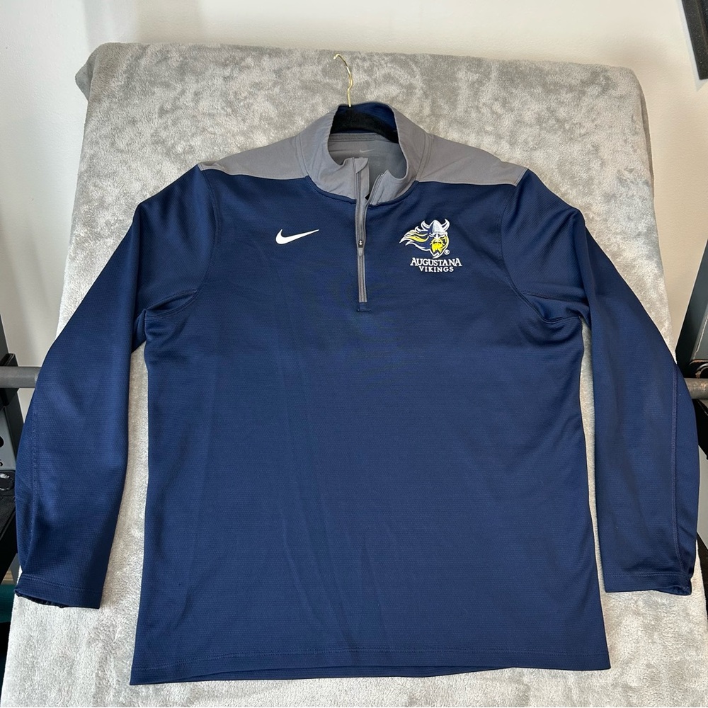 Augustana Vikings College Navy Gray Nike DRI-FIT Fan Favorite 1/4 Zip Shirt M